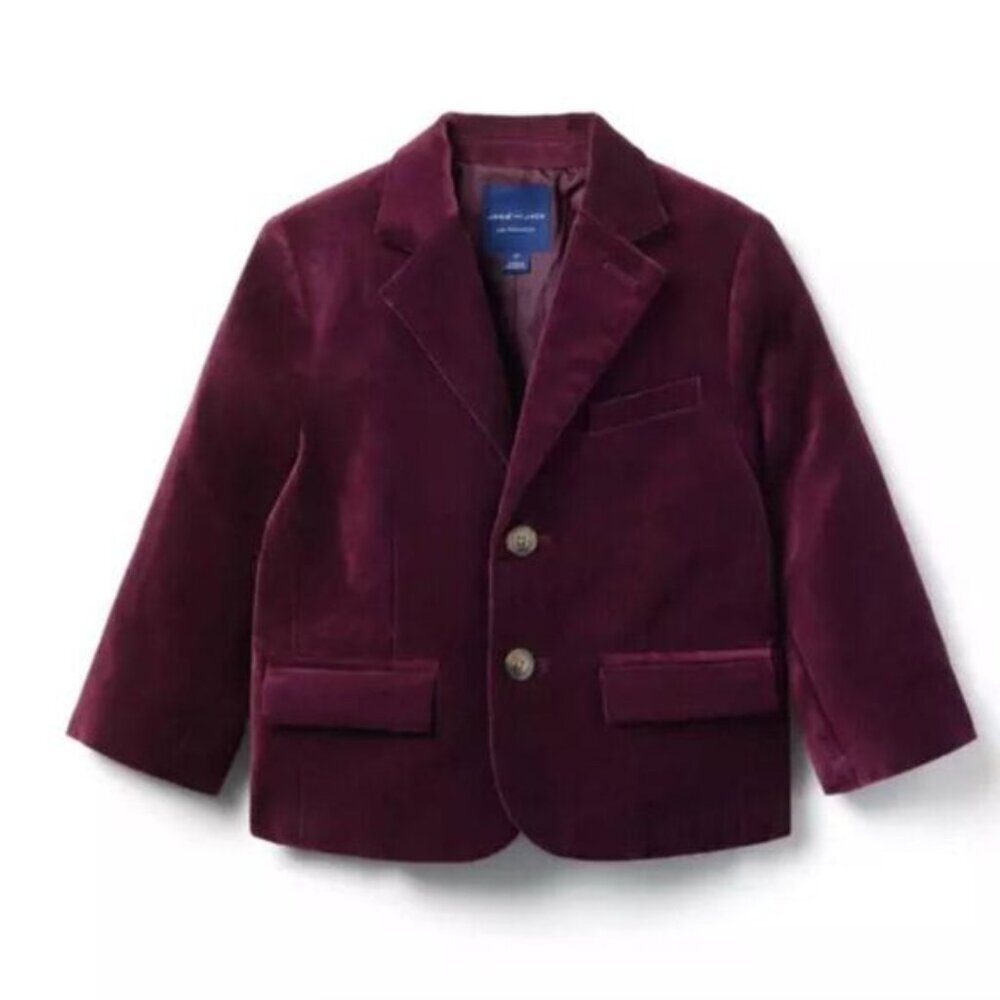 Janie and Jack 100048421 Boys Burgundy The Velvet Party Blazer. New with Tags